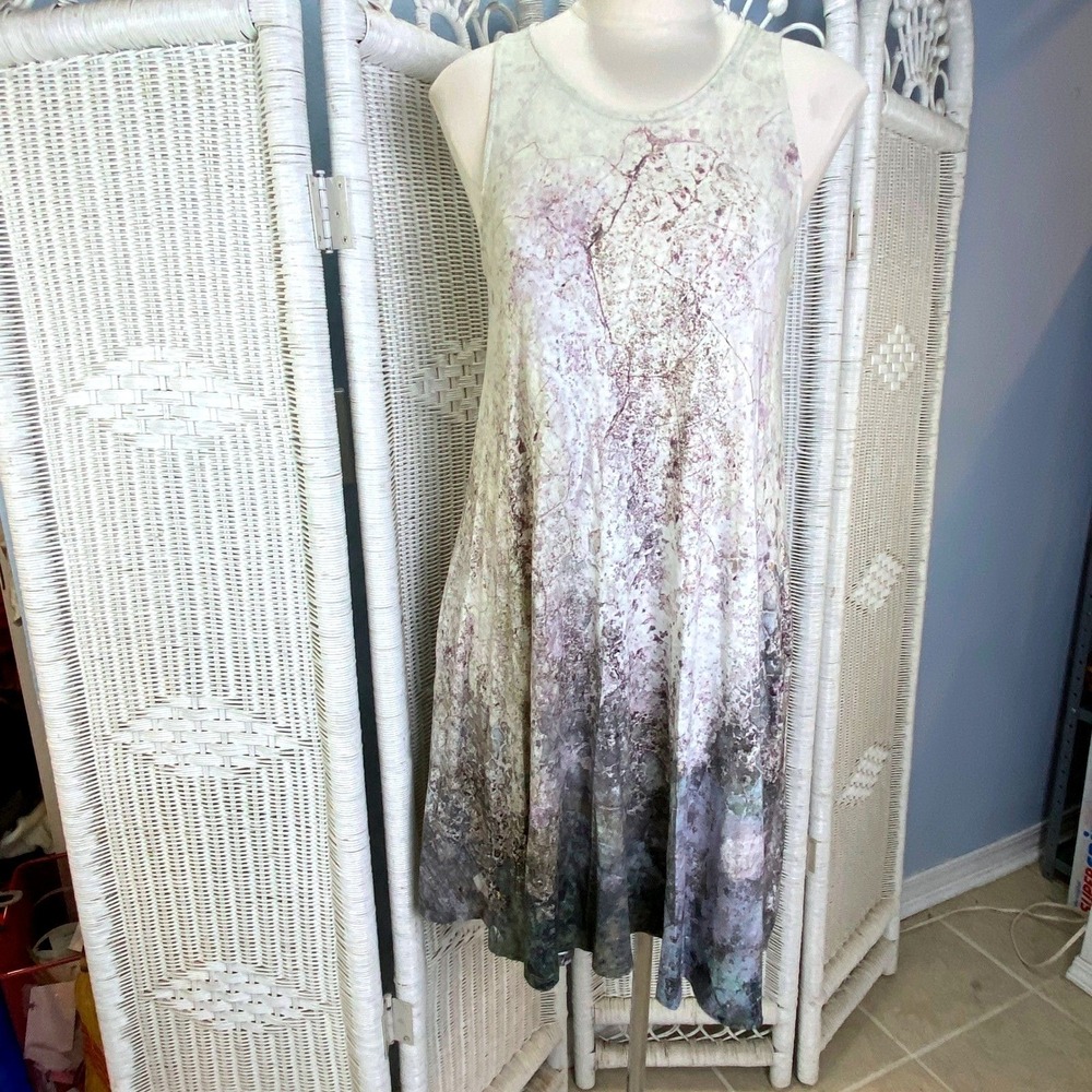 Suki + Solaine Abstract Ombre Swing Midi Dress Made in USA Artistic Minimalist L - Picture 12 of 12